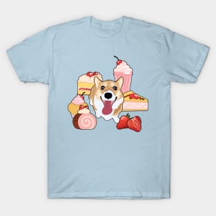 Strawberry Desserts Corgi T-Shirt